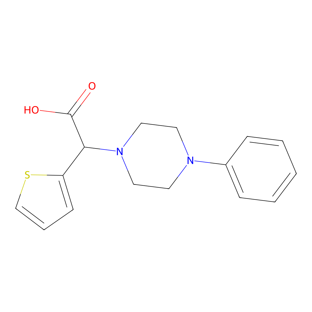 2-(4-Phenylpiperazin-1-yl)-2-thiophen-2-ylacetic acid molecular structure, CAS 1439904-15-0