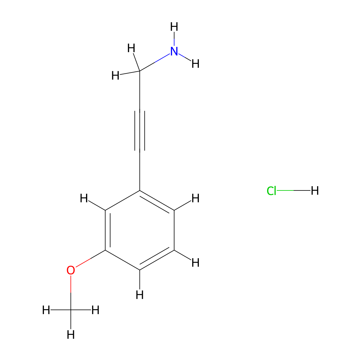 3-(3-Methoxyphenyl)prop-2-yn-1-amine hydrochloride molecular structure, CAS 1439904-35-4