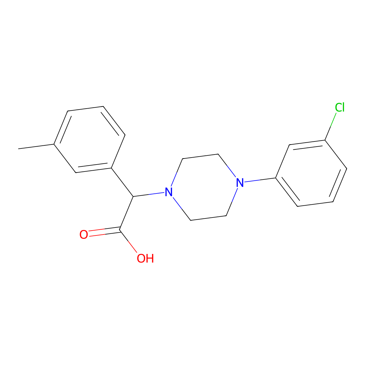 2-(4-(3-Chlorophenyl)piperazin-1-yl)-2-(m-tolyl)acetic acid molecular structure, CAS 1439904-51-4