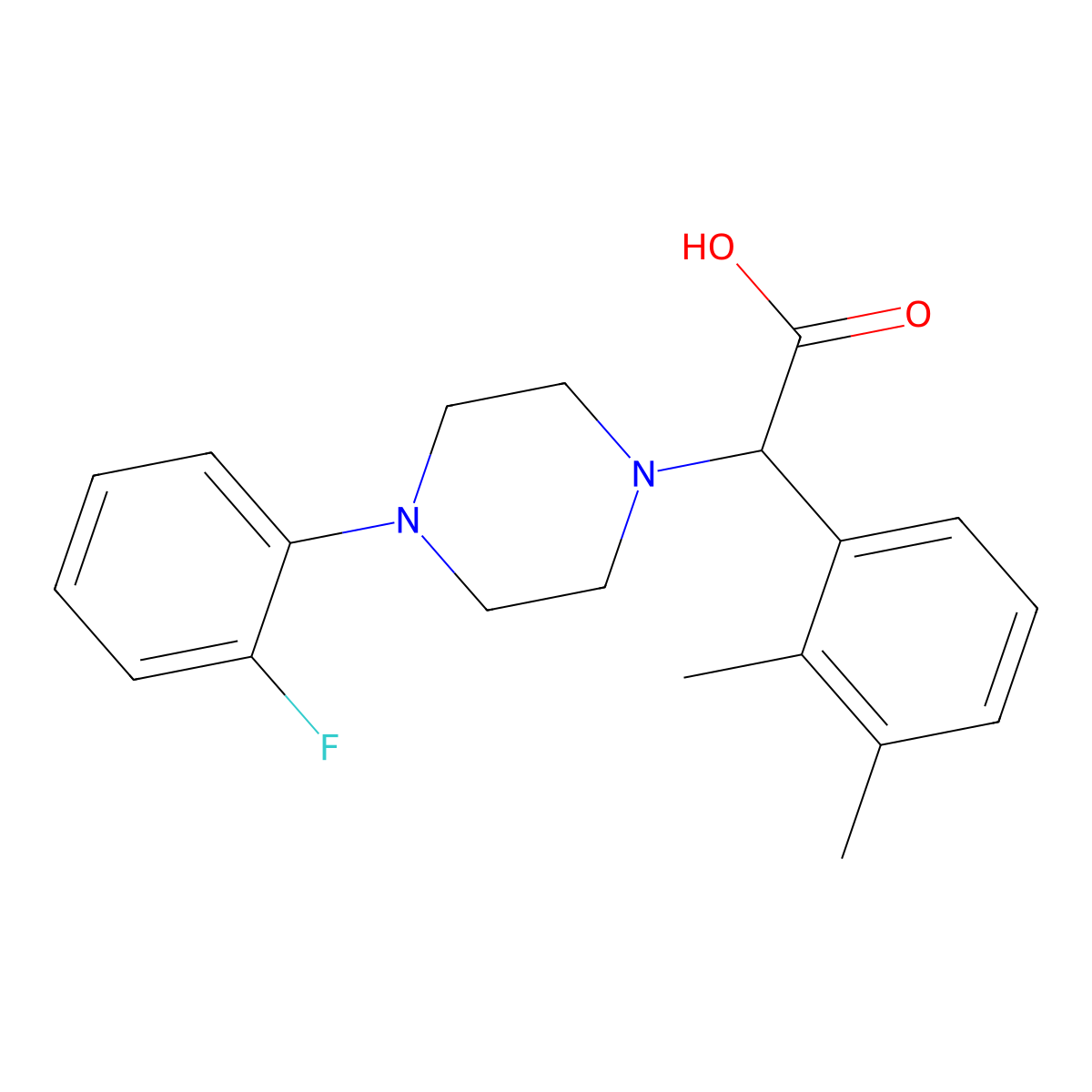 2-(2,3-Dimethylphenyl)-2-(4-(2-fluorophenyl)piperazin-1-yl)acetic acid molecular structure, CAS 1439904-59-2