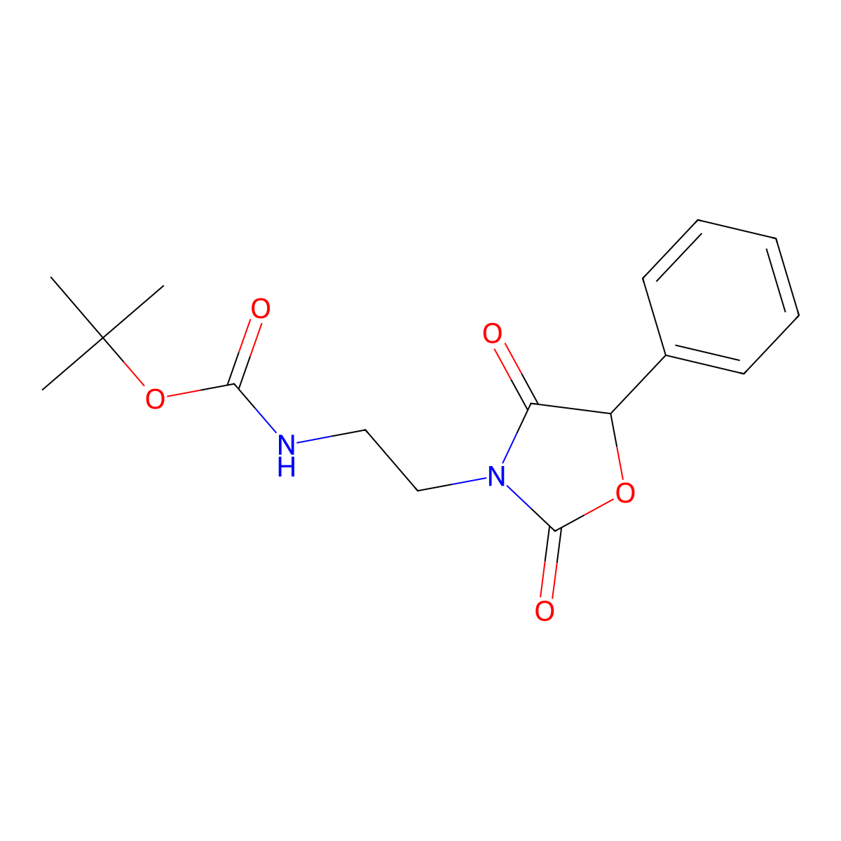 tert-Butyl (2-(2,4-dioxo-5-phenyloxazolidin-3-yl)ethyl)carbamate molecular structure, CAS 1439905-50-6