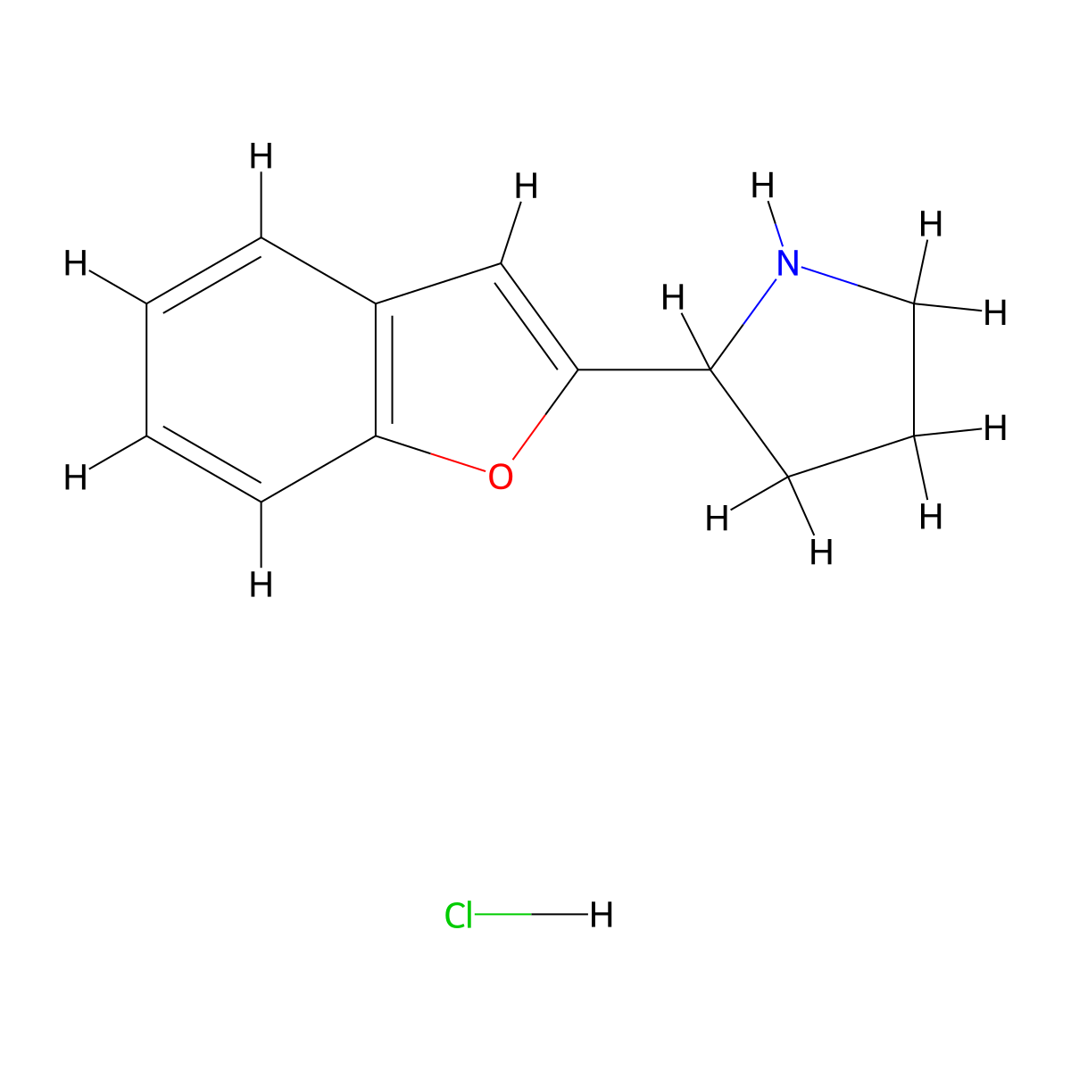 2-(1-Benzofuran-2-YL)pyrrolidine hydrochloride molecular structure, CAS 1439907-98-8