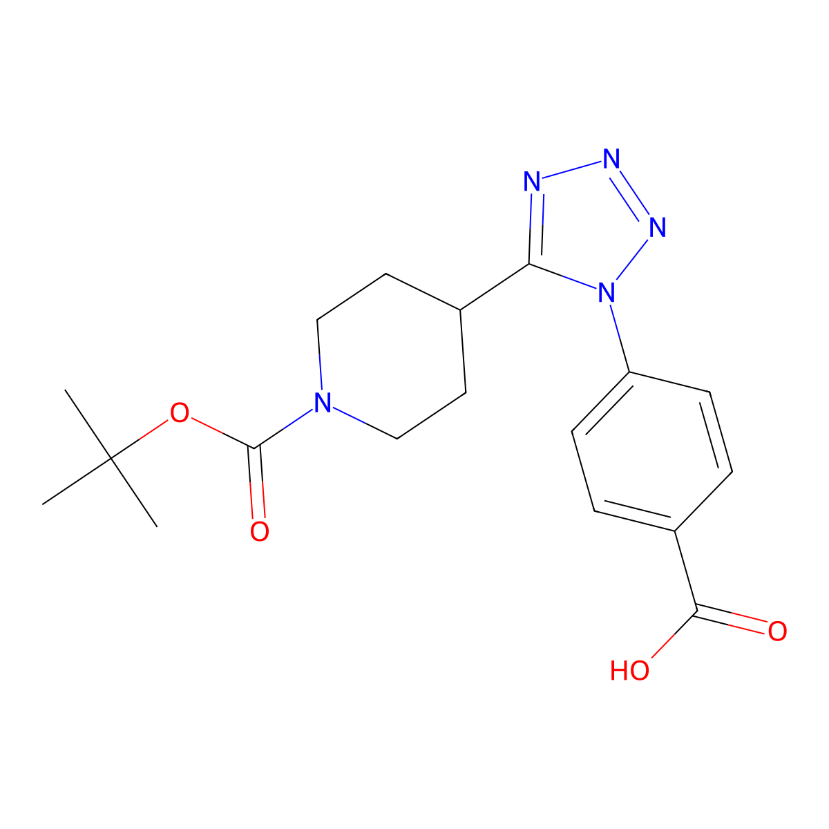 4-[5-(1-Tert-butoxycarbonyl-4-piperidyl)tetrazol-1-yl]benzoic acid molecular structure, CAS 1439908-11-8