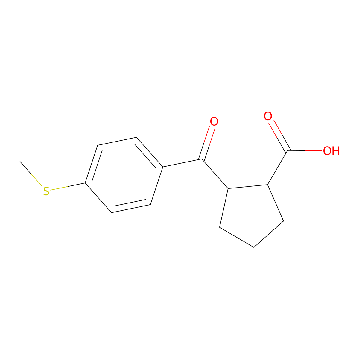 2-(4-Methylsulfanylbenzoyl)cyclopentane-1-carboxylic acid molecular structure, CAS 1439908-16-3