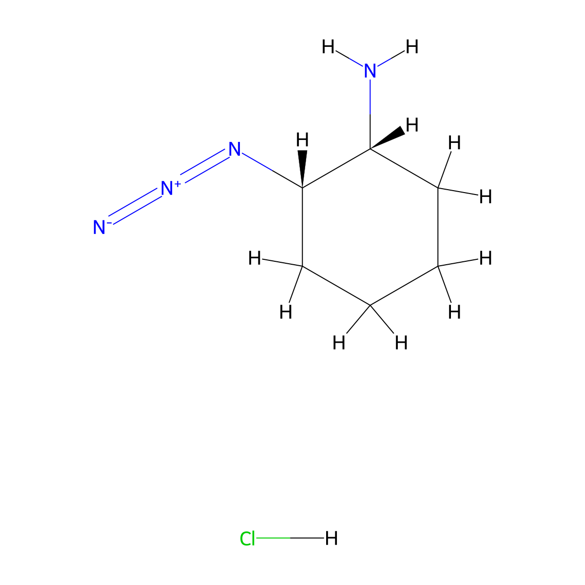 cis-(1R,2S)-2-azidocyclohexan-1-amine;hydrochloride molecular structure, CAS 1439908-17-4