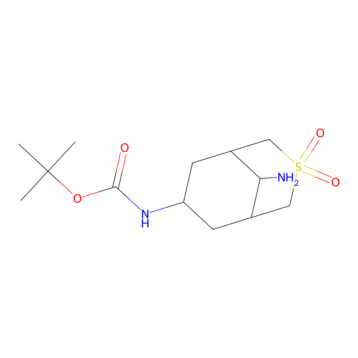 tert-butyl N-(9-amino-3,3-dioxo-3lambda6-thiabicyclo[3.3.1]nonan-7-yl)carbamate molecular structure, CAS 1439908-24-3