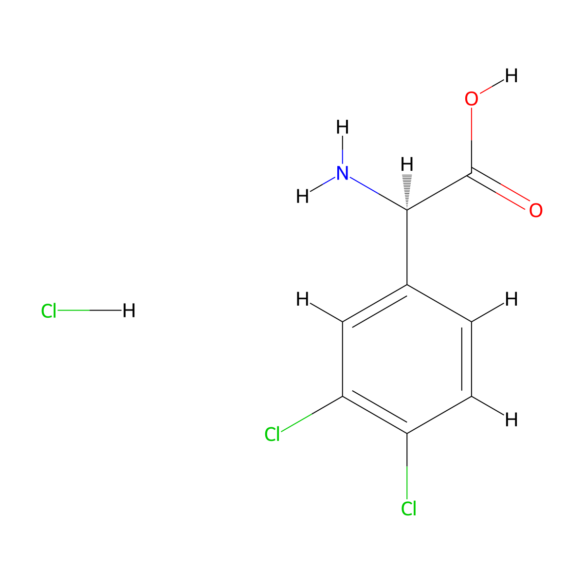 (R)-2-Amino-2-(3,4-dichlorophenyl)acetic acid hydrochloride molecular structure, CAS 1439922-03-8