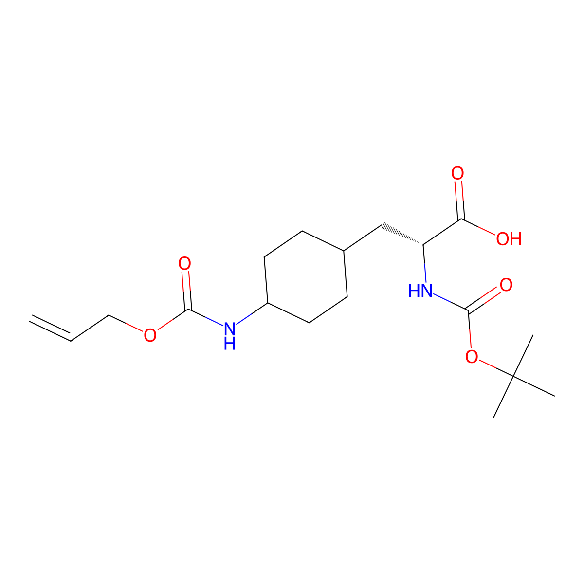 (2R)-2-[(2-Methylpropan-2-yl)oxycarbonylamino]-3-[4-(prop-2-enoxycarbonylamino)cyclohexyl]propanoic acid molecular structure, CAS 1439922-09-4