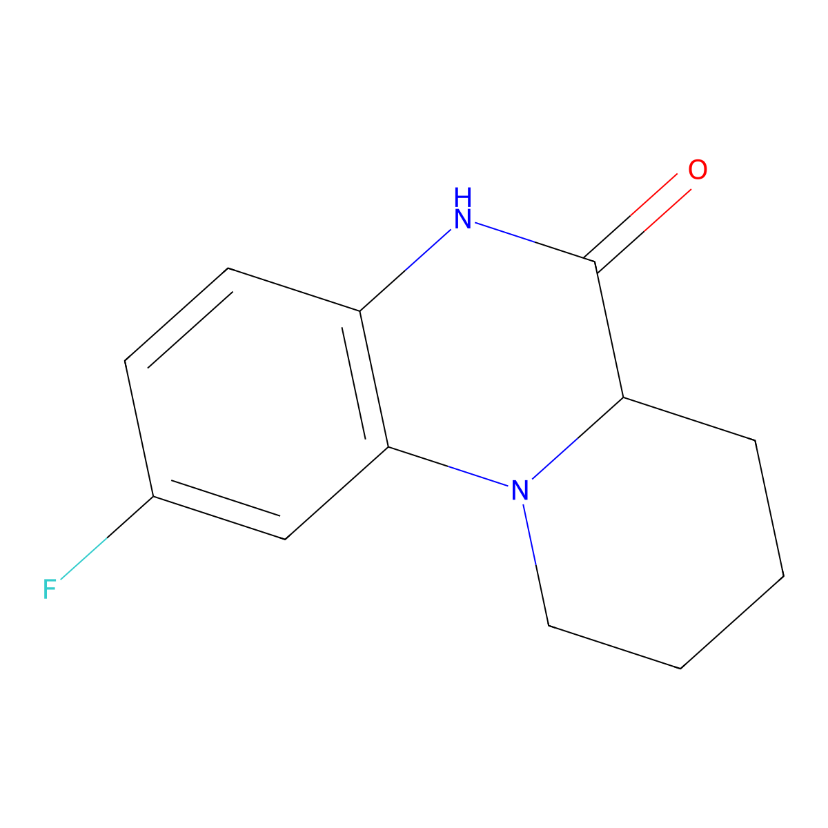 (S)-2-Fluoro-7,8,9,10-tetrahydro-5H-pyrido[1,2-A]quinoxalin-6(6AH)-one molecular structure, CAS 1439922-11-8