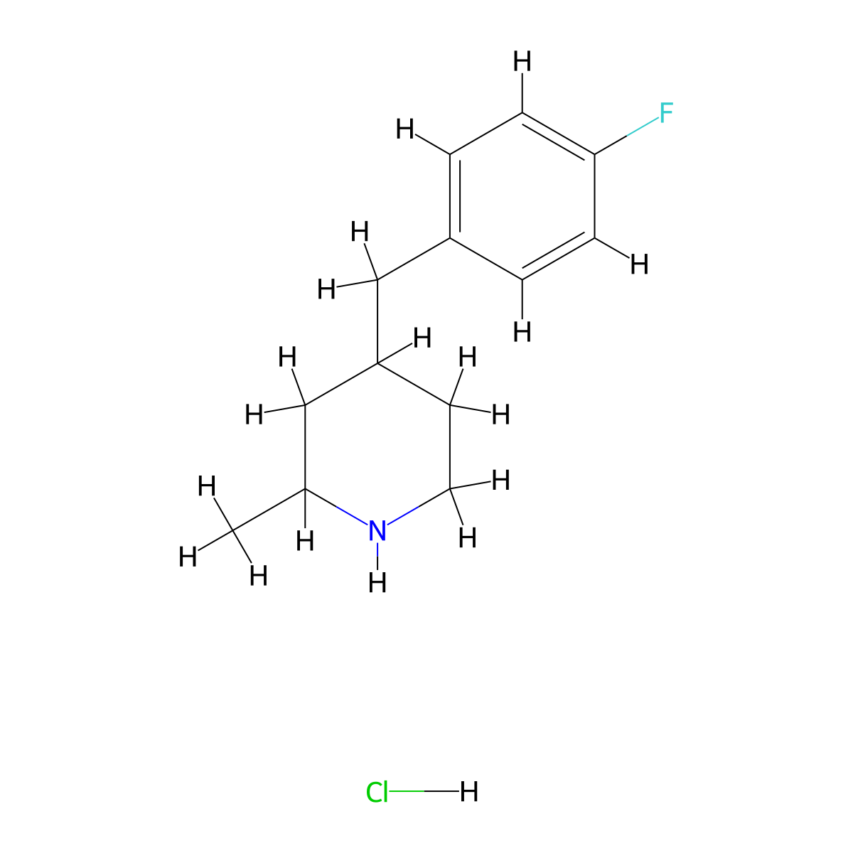 4-[(4-Fluorophenyl)methyl]-2-methylpiperidine;hydrochloride molecular structure, CAS 1439922-25-4