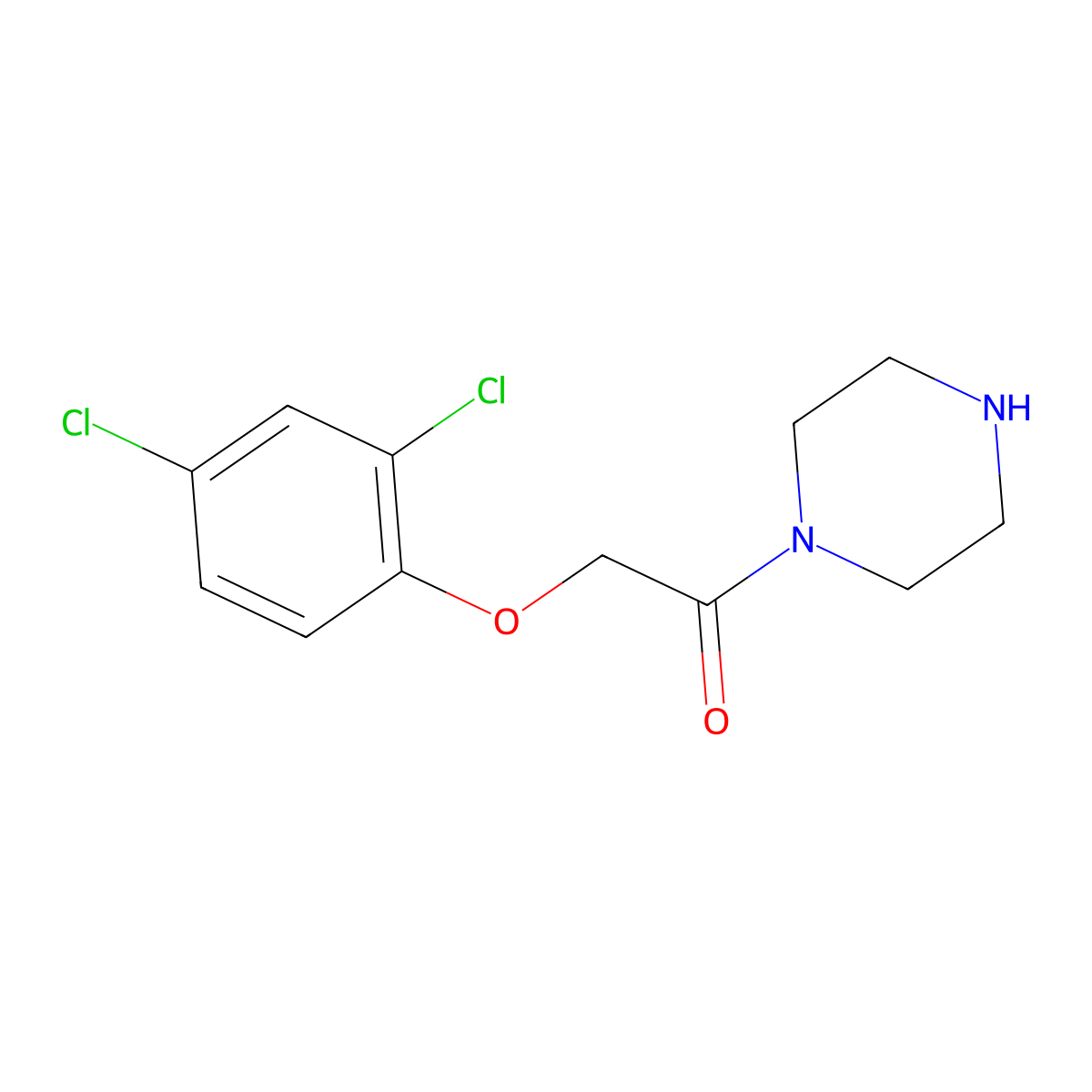 2-(2,4-Dichlorophenoxy)-1-piperazin-1-ylethanone molecular structure, CAS 143999-79-5