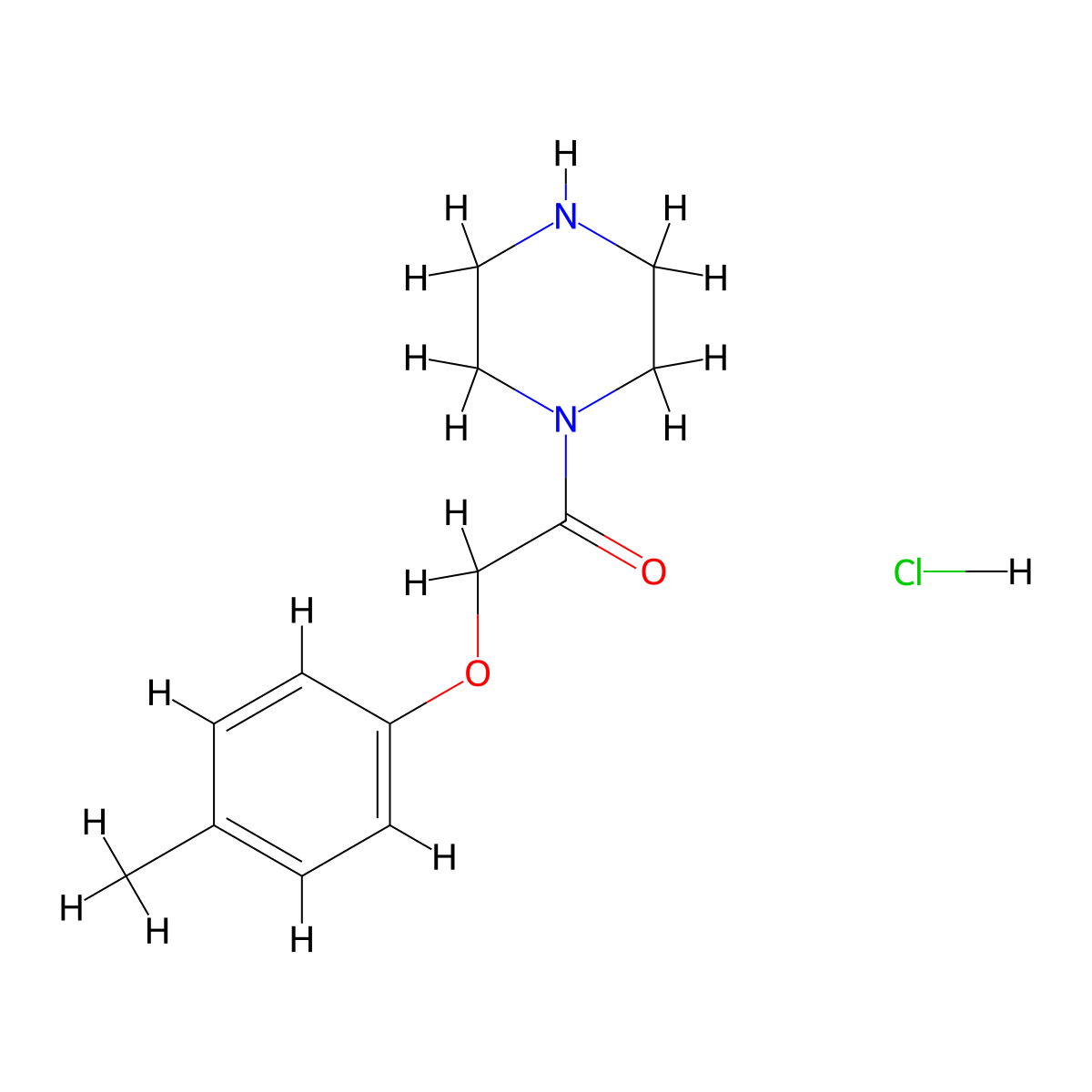 2-(4-Methylphenoxy)-1-(piperazin-1-yl)ethan-1-one--hydrogen chloride (1/1) molecular structure, CAS 143999-89-7