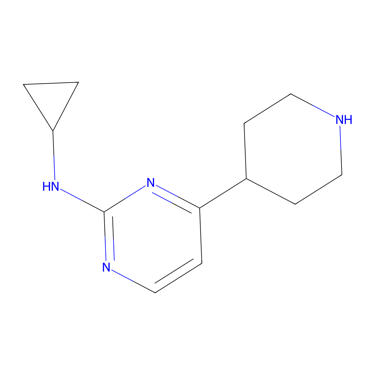 N-Cyclopropyl-4-(4-piperidinyl)-2-pyriMidinaMine molecular structure, CAS 1439992-19-4