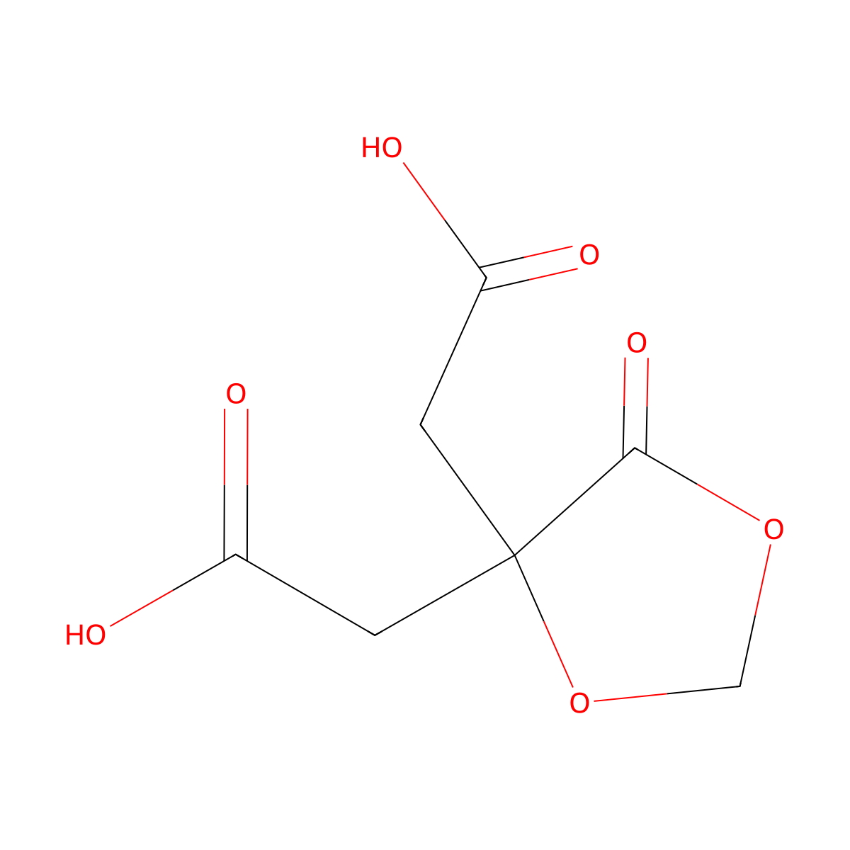 5-Oxo-1,3-dioxolane-4,4-diacetic acid molecular structure, CAS 144-16-1