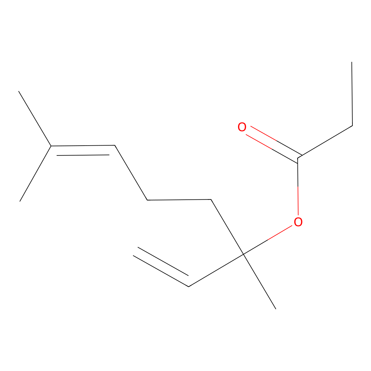 Linalyl propionate molecular structure, CAS 144-39-8