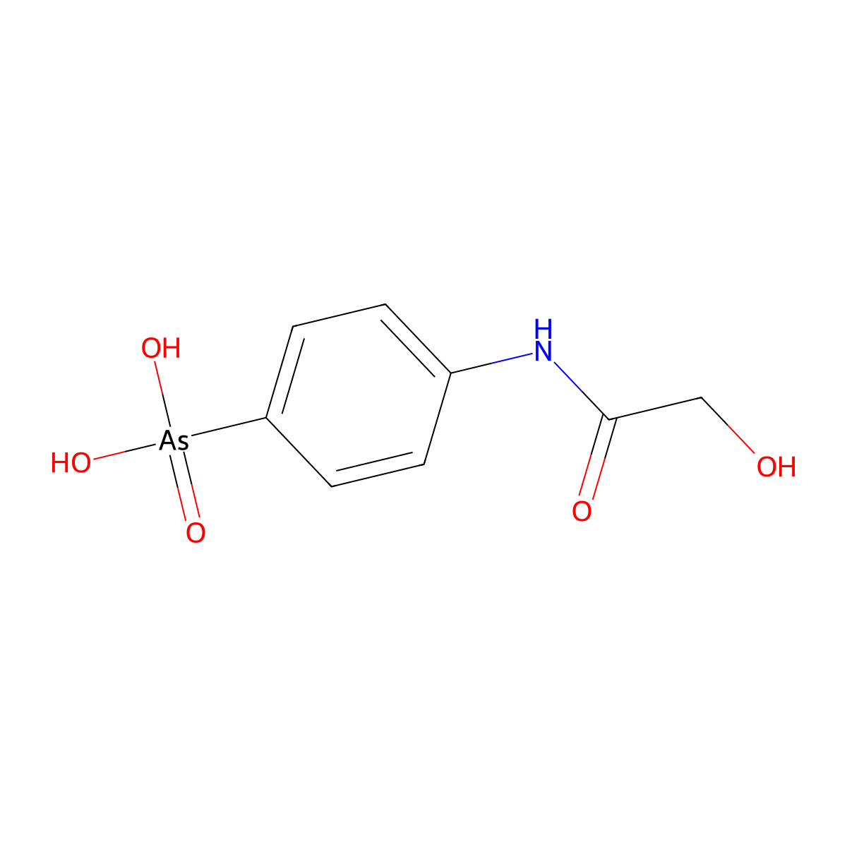4-(Glycolloylamino)phenylarsonic acid molecular structure, CAS 144-87-6