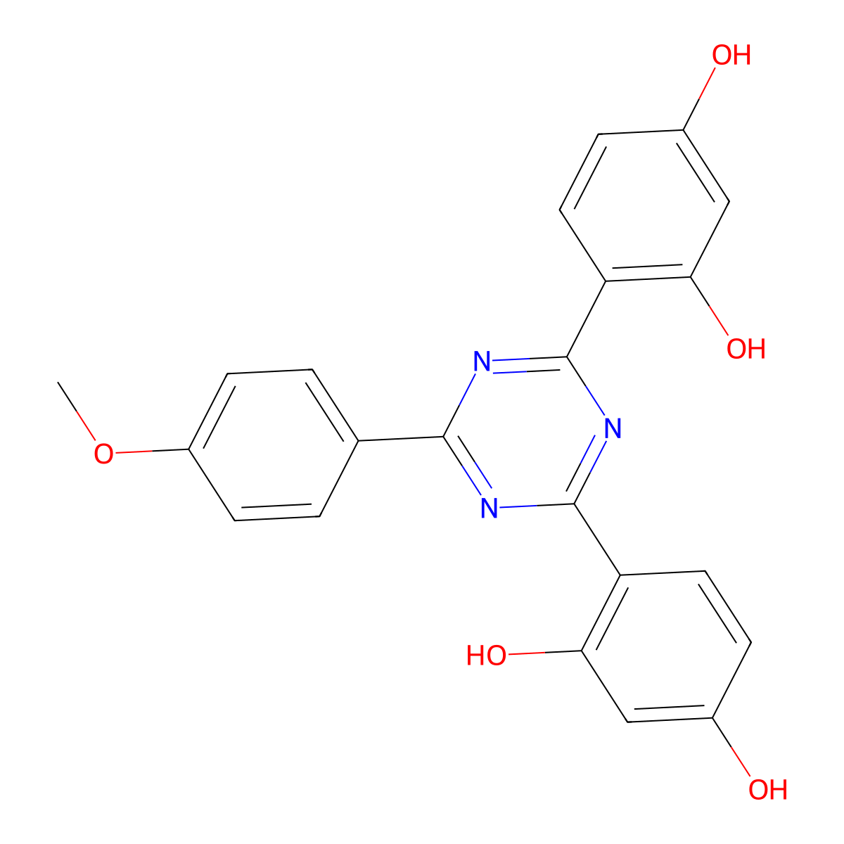 4,4'(4-(4-Methoxyphenyl)-1,3,5-triazin-2,4-diyl)bisbenzene-1,3-diol molecular structure, CAS 1440-00-2