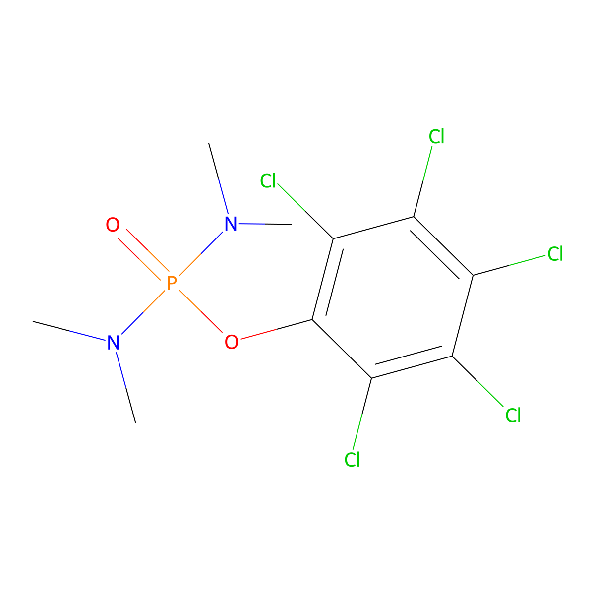 Phosphorodiamidic acid, N,N,N',N'-tetramethyl-, O-pentachlorophenyl ester molecular structure, CAS 1440-97-7