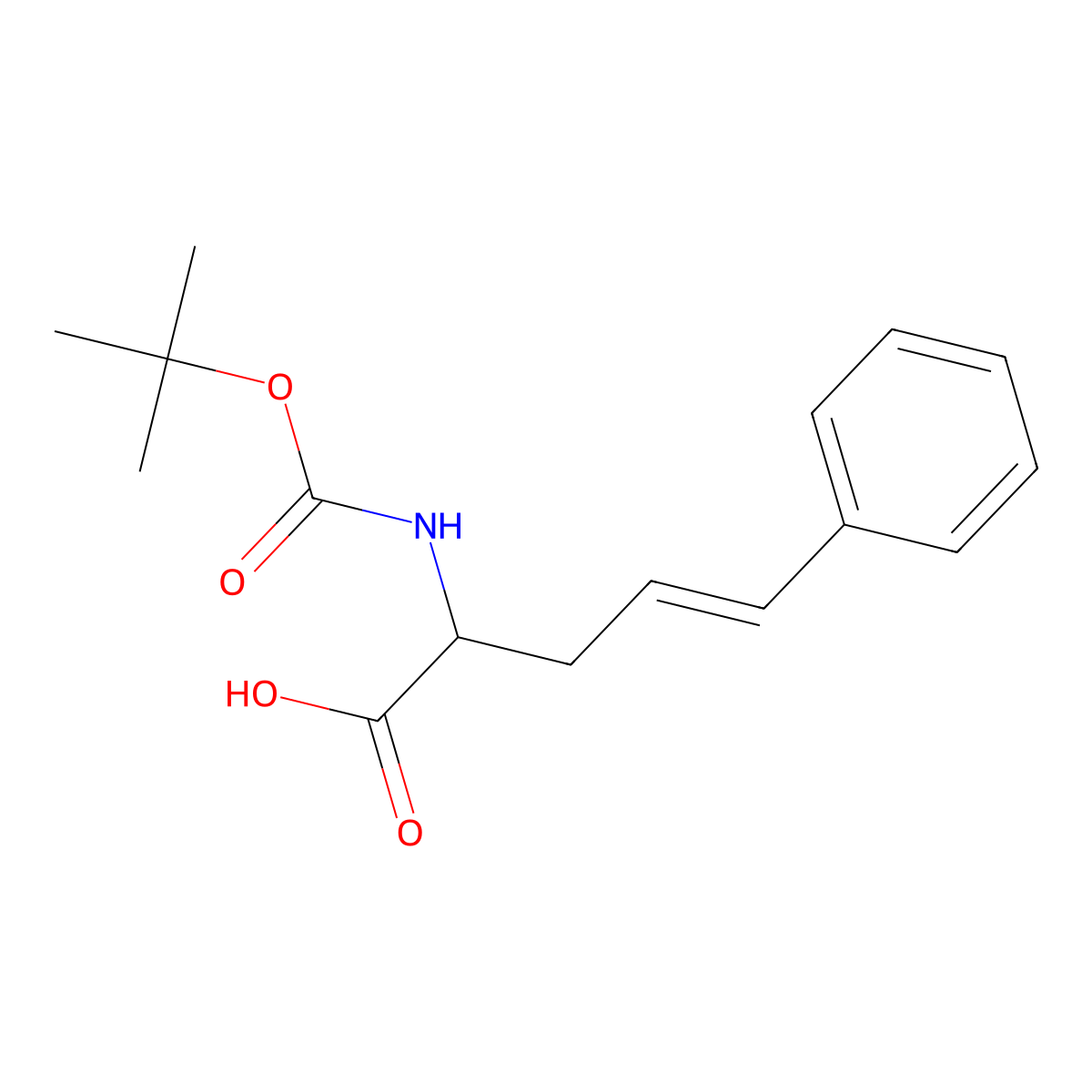 (S)-2-((Tert-butoxycarbonyl)amino)-5-phenylpent-4-enoic acid molecular structure, CAS 144008-47-9