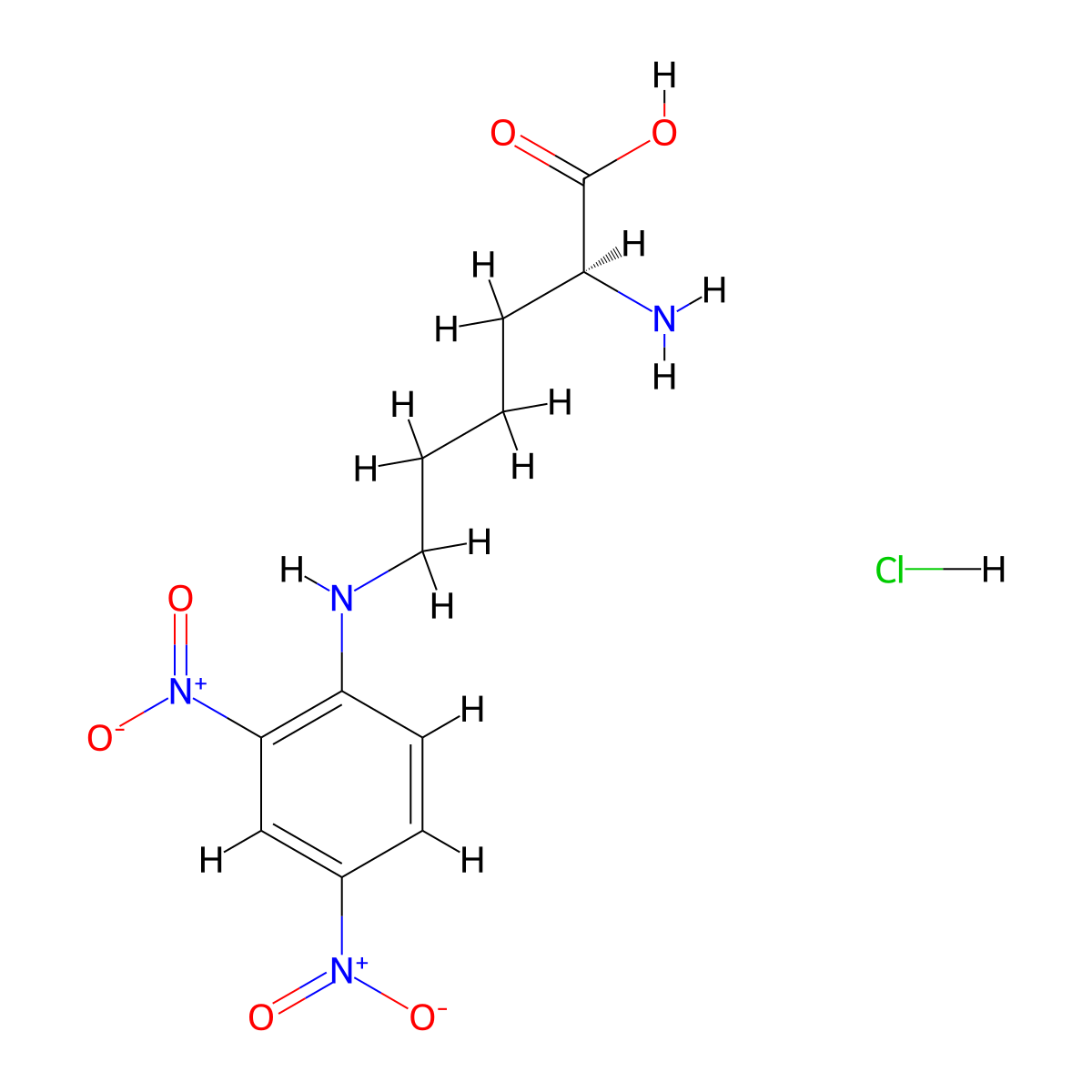 Nepsilon-(2,4-Dinitrophenyl)-L-lysine hydrochloride molecular structure, CAS 14401-10-6