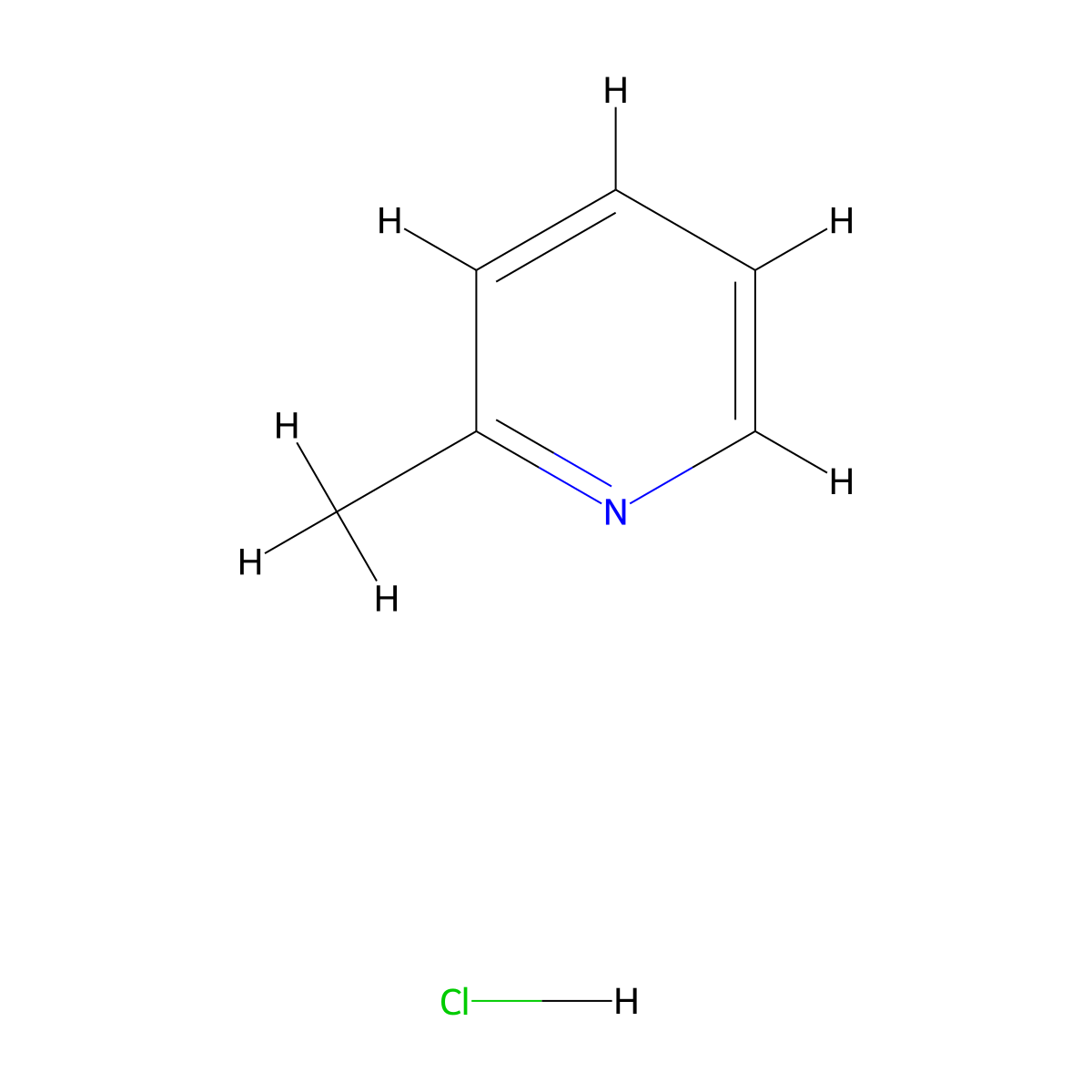 Pyridine, 2-methyl-, hydrochloride (1:1) molecular structure, CAS 14401-91-3