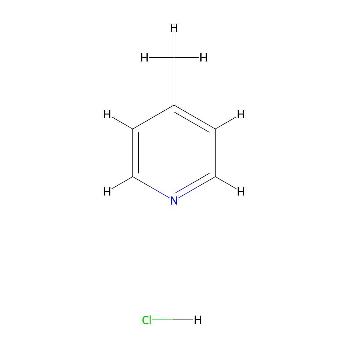Pyridine, 4-methyl-, hydrochloride (1:1) molecular structure, CAS 14401-93-5
