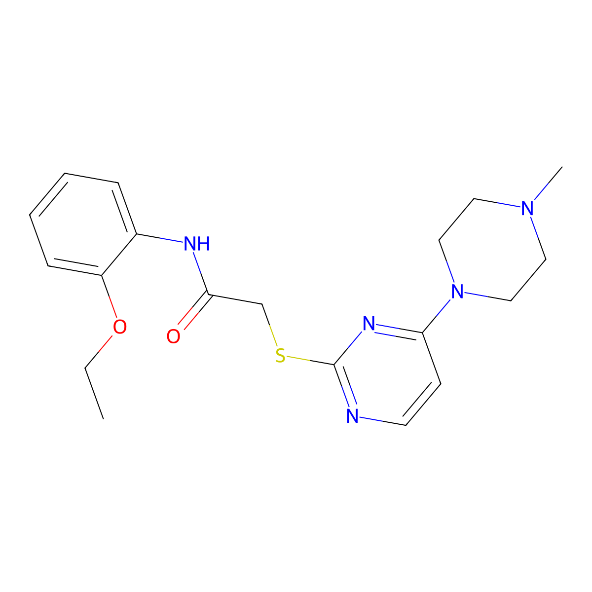 N-(2-ethoxyphenyl)-2-{[4-(4-methylpiperazin-1-yl)pyrimidin-2-yl]sulfanyl}acetamide molecular structure, CAS 1440248-59-8