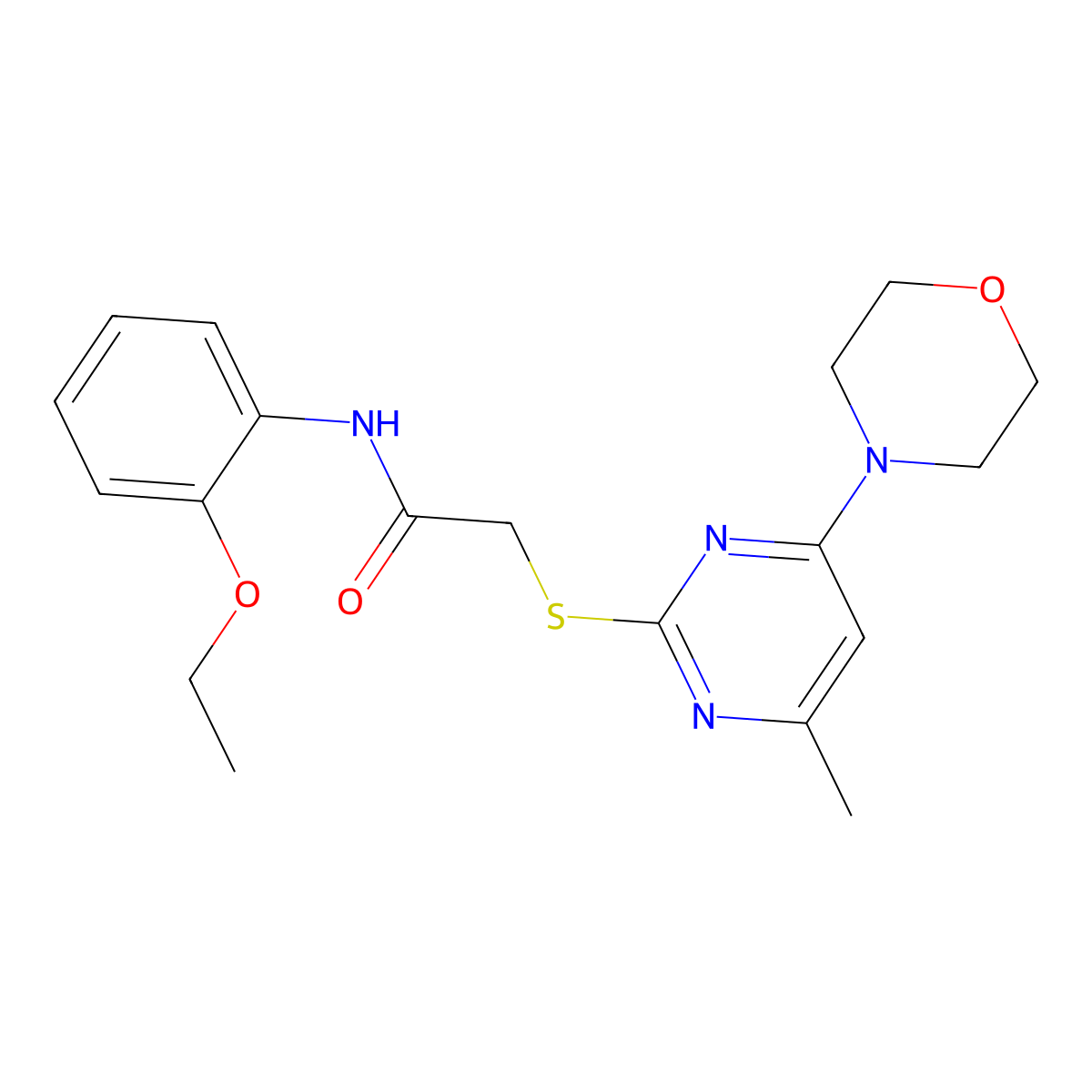 N-(2-ethoxyphenyl)-2-{[4-methyl-6-(morpholin-4-yl)pyrimidin-2-yl]sulfanyl}acetamide molecular structure, CAS 1440248-63-4