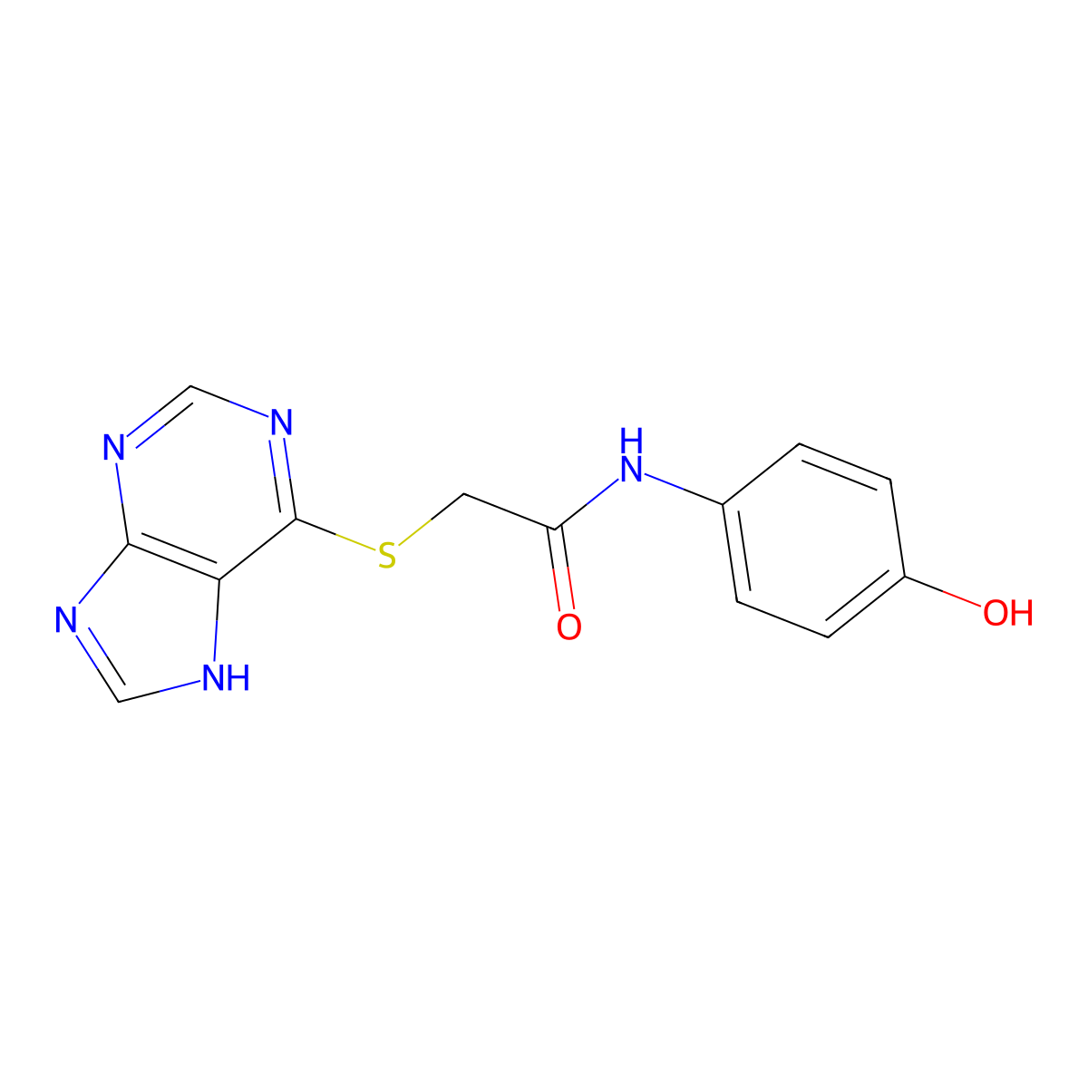 N-(4-hydroxyphenyl)-2-(7H-purin-6-ylsulfanyl)acetamide molecular structure, CAS 1440248-88-3