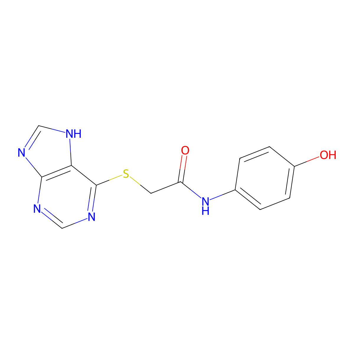 N-(4-hydroxyphenyl)-2-(7H-purin-6-ylsulfanyl)acetamide molecular structure, CAS 1440248-88-3
