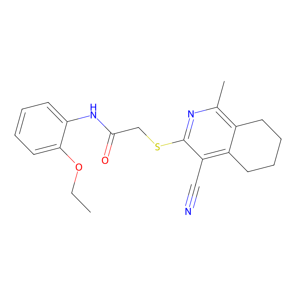 2-[(4-cyano-1-methyl-5,6,7,8-tetrahydroisoquinolin-3-yl)sulfanyl]-N-(2-ethoxyphenyl)acetamide molecular structure, CAS 1440248-89-4