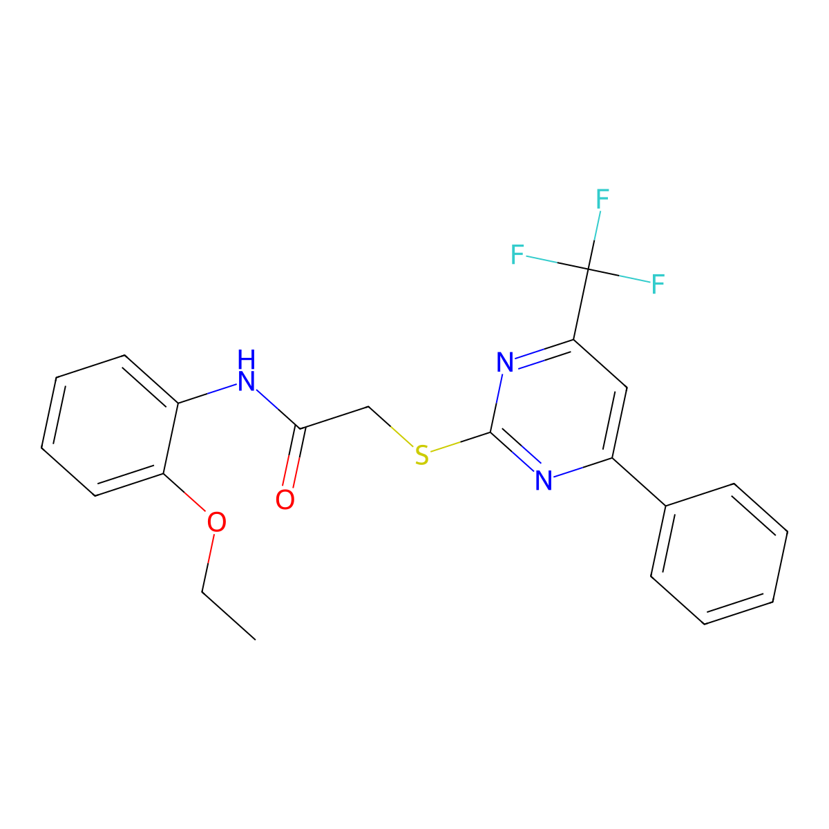 N-(2-ethoxyphenyl)-2-{[4-phenyl-6-(trifluoromethyl)pyrimidin-2-yl]sulfanyl}acetamide molecular structure, CAS 1440248-93-0