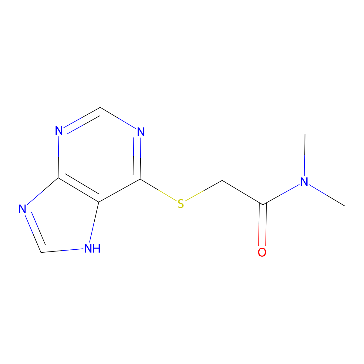 N,N-dimethyl-2-(7H-purin-6-ylsulfanyl)acetamide molecular structure, CAS 1440249-04-6