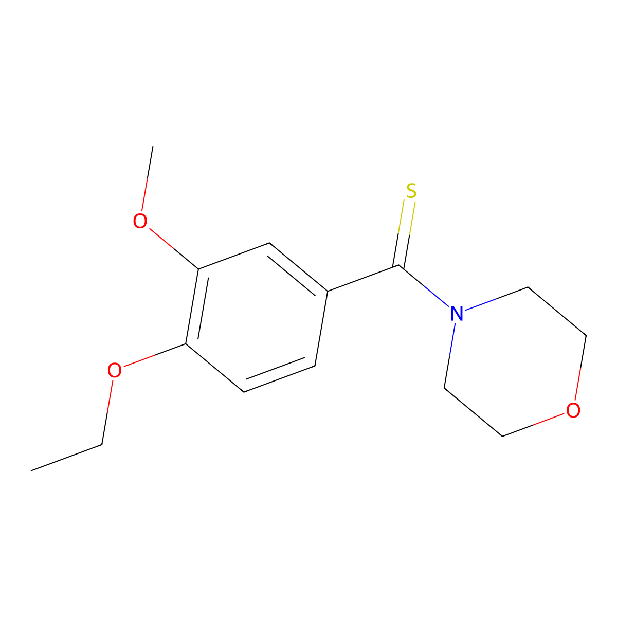 (4-Ethoxy-3-methoxyphenyl)-morpholin-4-ylmethanethione molecular structure, CAS 144025-30-9