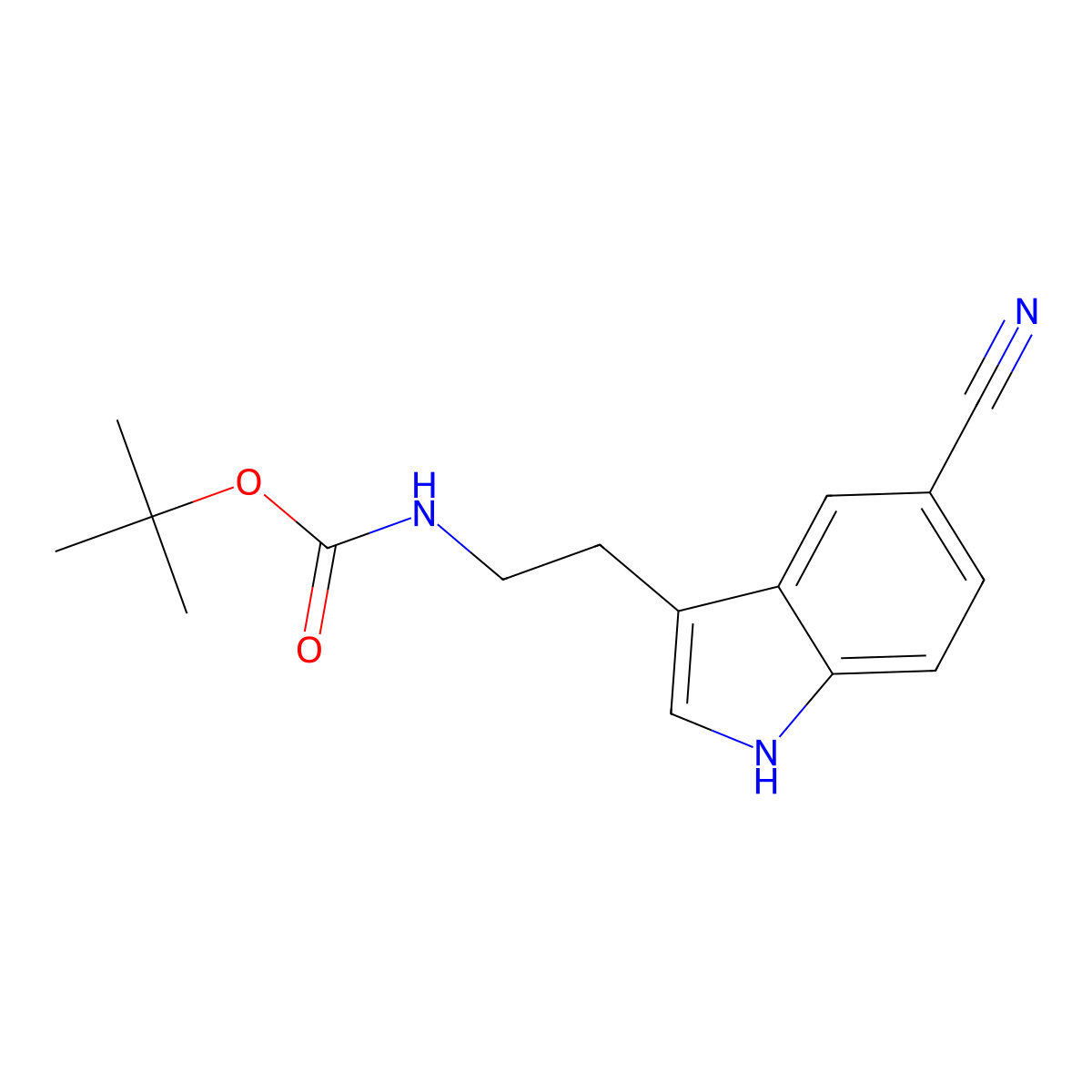tert-Butyl (2-(5-cyano-1H-indol-3-yl)ethyl)carbamate molecular structure, CAS 144035-34-7