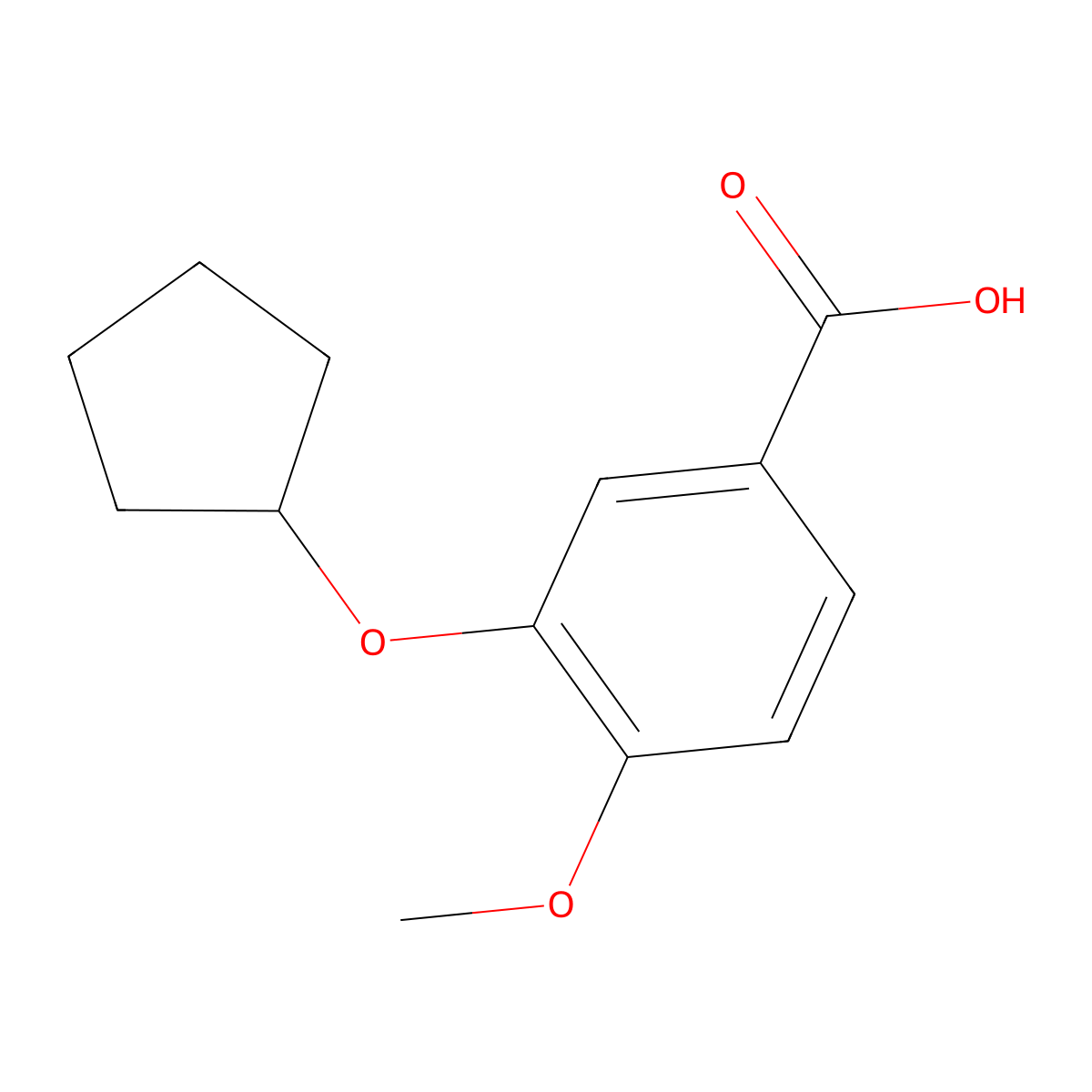 3-Cyclopentyloxy-4-methoxybenzoic acid molecular structure, CAS 144036-17-9