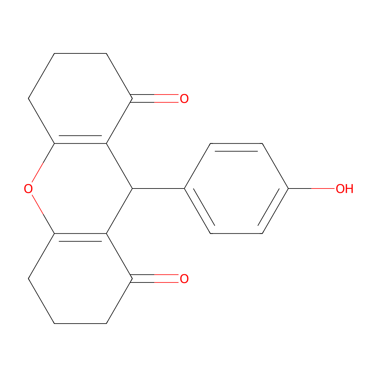 9-(4-hydroxyphenyl)-3,4,5,6,7,9-hexahydro-1H-xanthene-1,8(2H)-dione molecular structure, CAS 144036-28-2