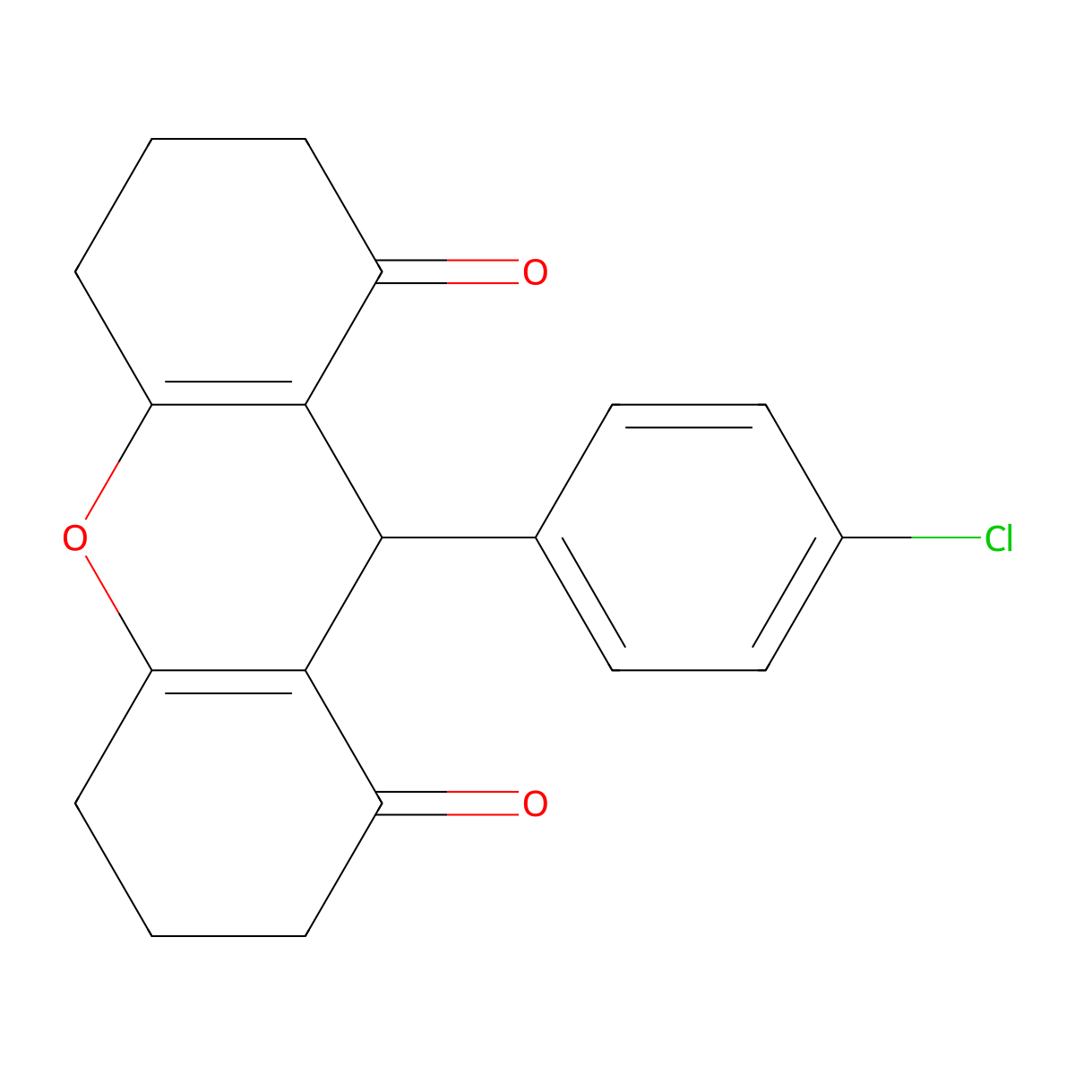 9-(4-chlorophenyl)-3,4,5,6,7,9-hexahydro-1H-xanthene-1,8(2H)-dione molecular structure, CAS 144036-30-6
