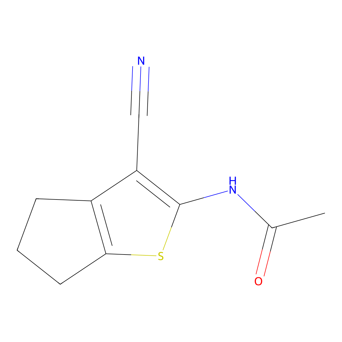 N-(3-cyano-5,6-dihydro-4H-cyclopenta[b]thiophen-2-yl)acetamide molecular structure, CAS 144038-79-9
