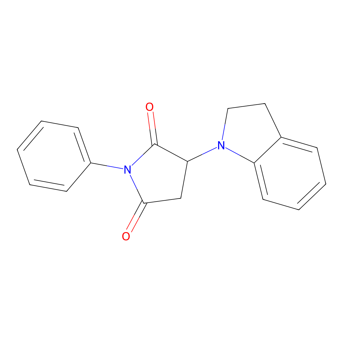 3-(2,3-dihydro-1H-indol-1-yl)-1-phenylpyrrolidine-2,5-dione molecular structure, CAS 144040-35-7