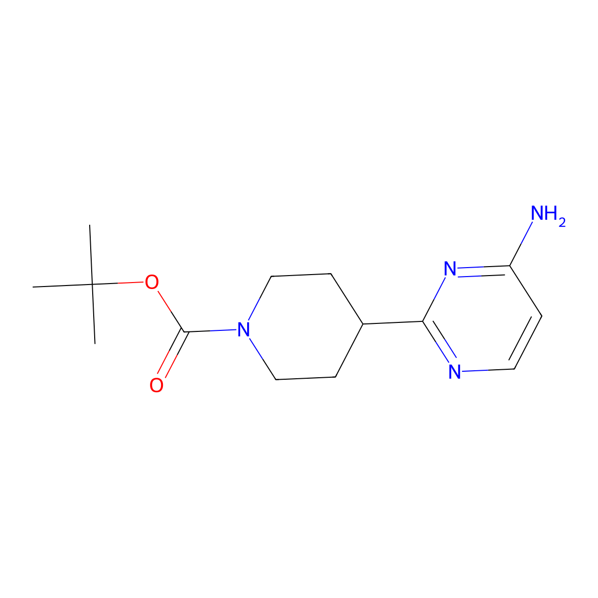 Tert-butyl 4-(4-aminopyrimidin-2-yl)piperidine-1-carboxylate molecular structure, CAS 1440427-75-7