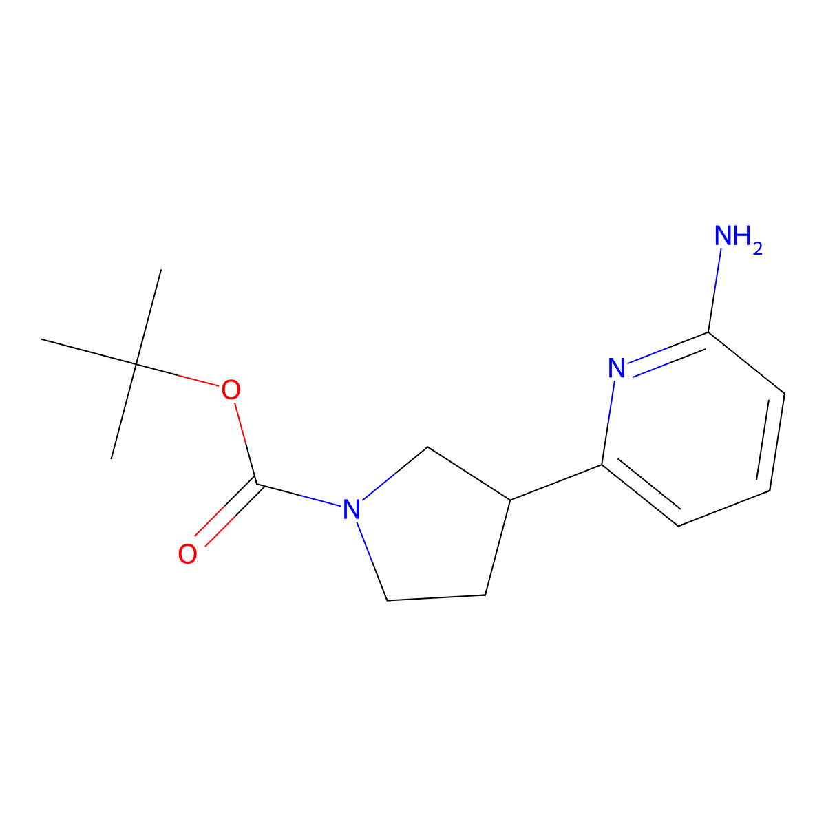 Tert-butyl 3-(6-aminopyridin-2-yl)pyrrolidine-1-carboxylate molecular structure, CAS 1440427-80-4