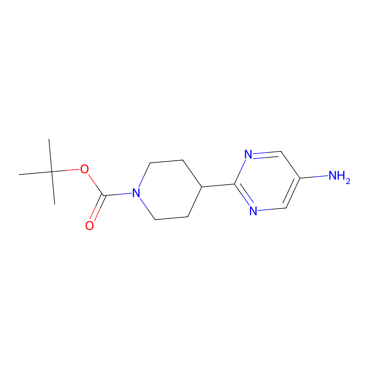Tert-butyl 4-(5-aminopyrimidin-2-YL)piperidine-1-carboxylate molecular structure, CAS 1440427-91-7