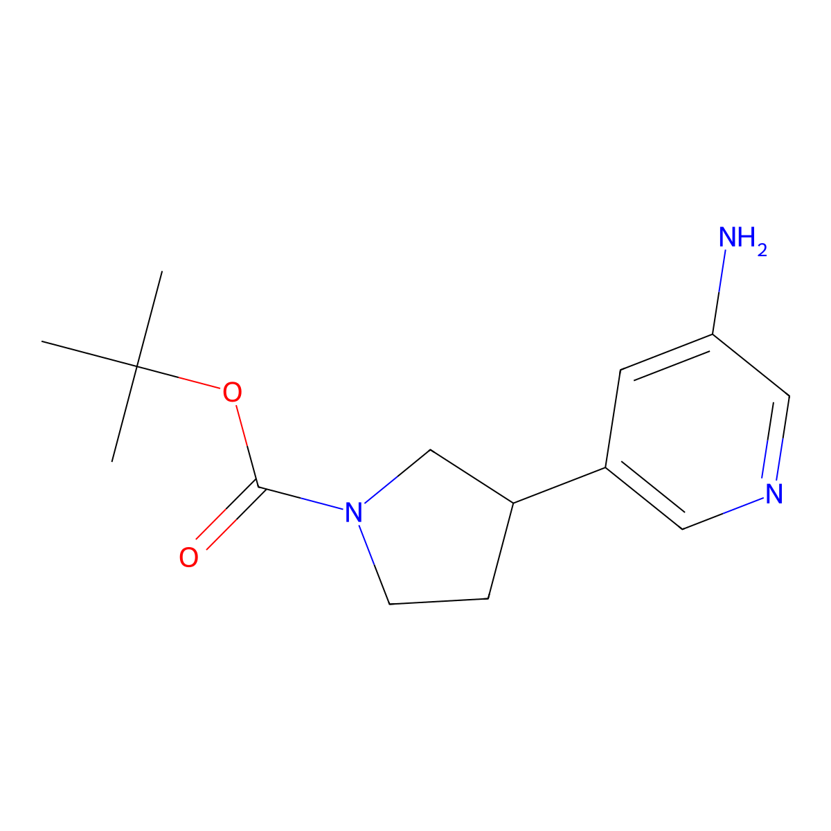 Tert-butyl 3-(5-aminopyridin-3-yl)pyrrolidine-1-carboxylate molecular structure, CAS 1440428-00-1