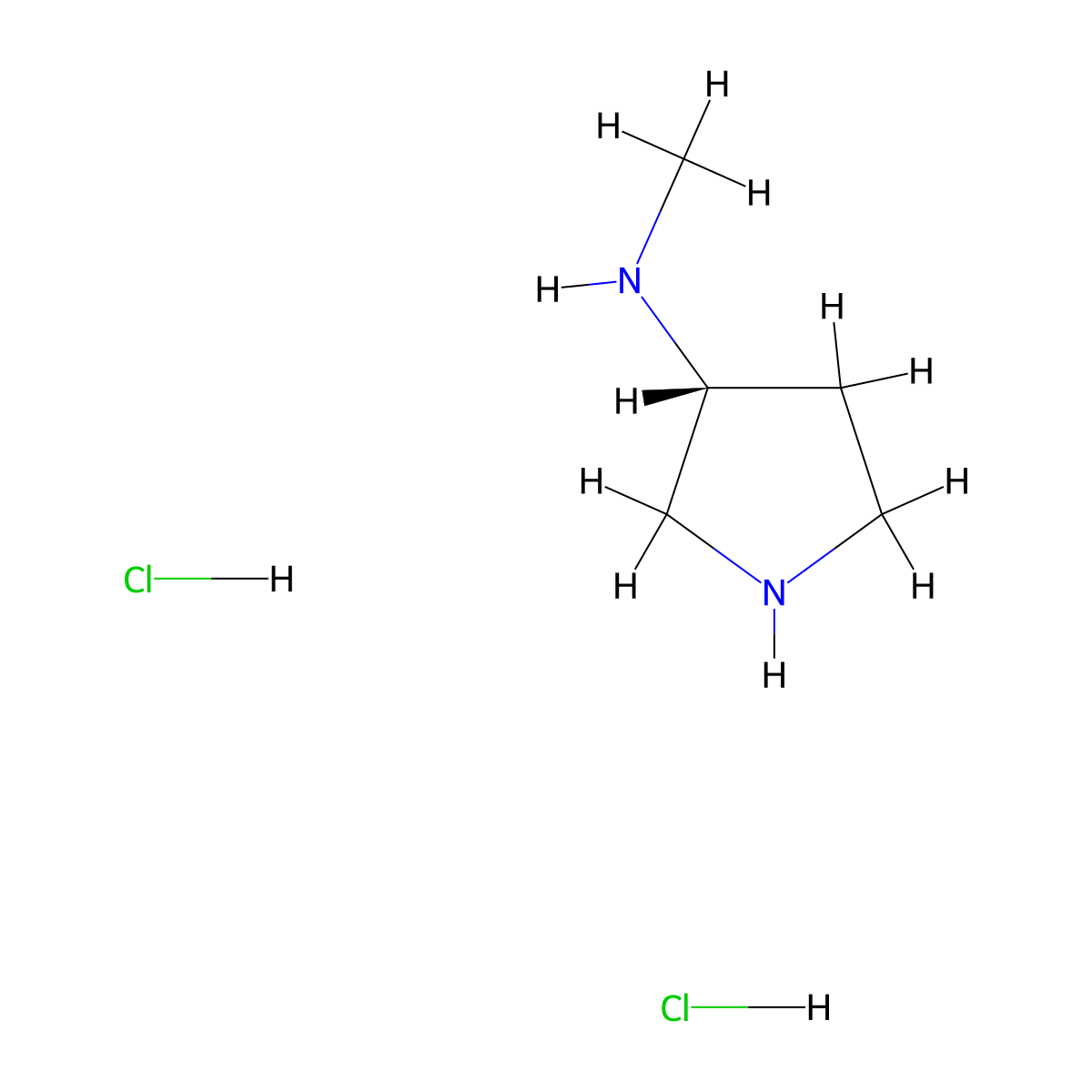 (3R)-(+)-3-(Methylamino)pyrrolidine 2HCl molecular structure, CAS 144043-18-5