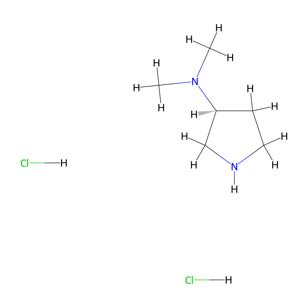 (3S)-N,N-dimethylpyrrolidin-3-amine dihydrochloride molecular structure, CAS 144043-20-9