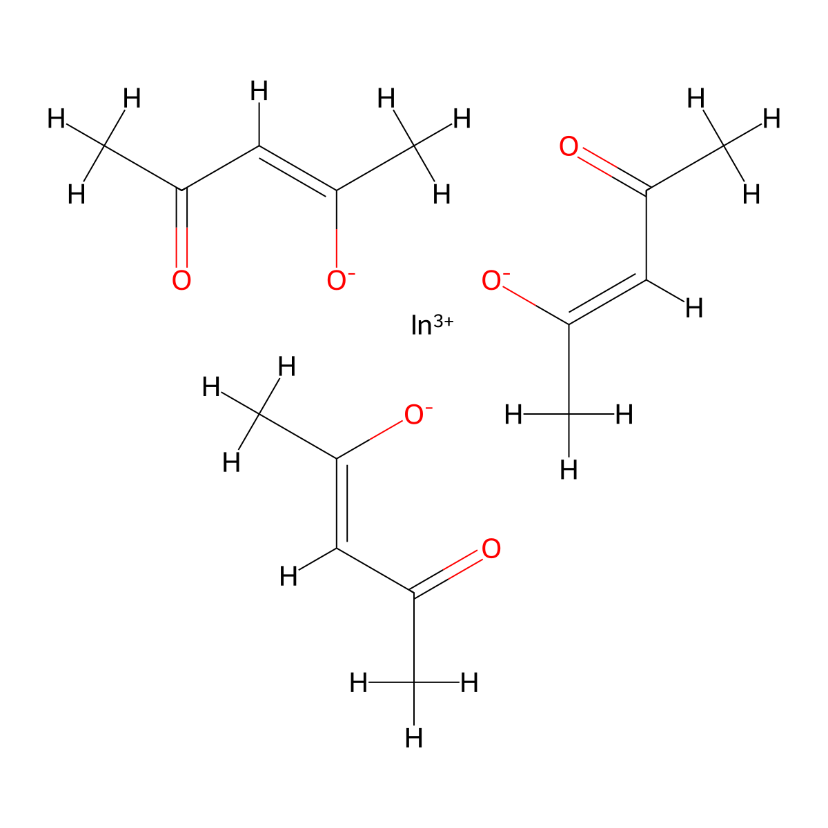 Indium acetylacetonate molecular structure, CAS 14405-45-9