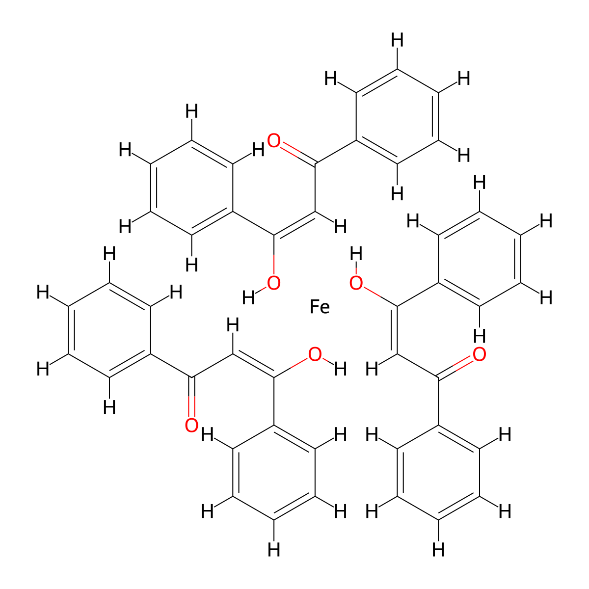 Tris(dibenzoylmethanato)iron molecular structure, CAS 14405-49-3