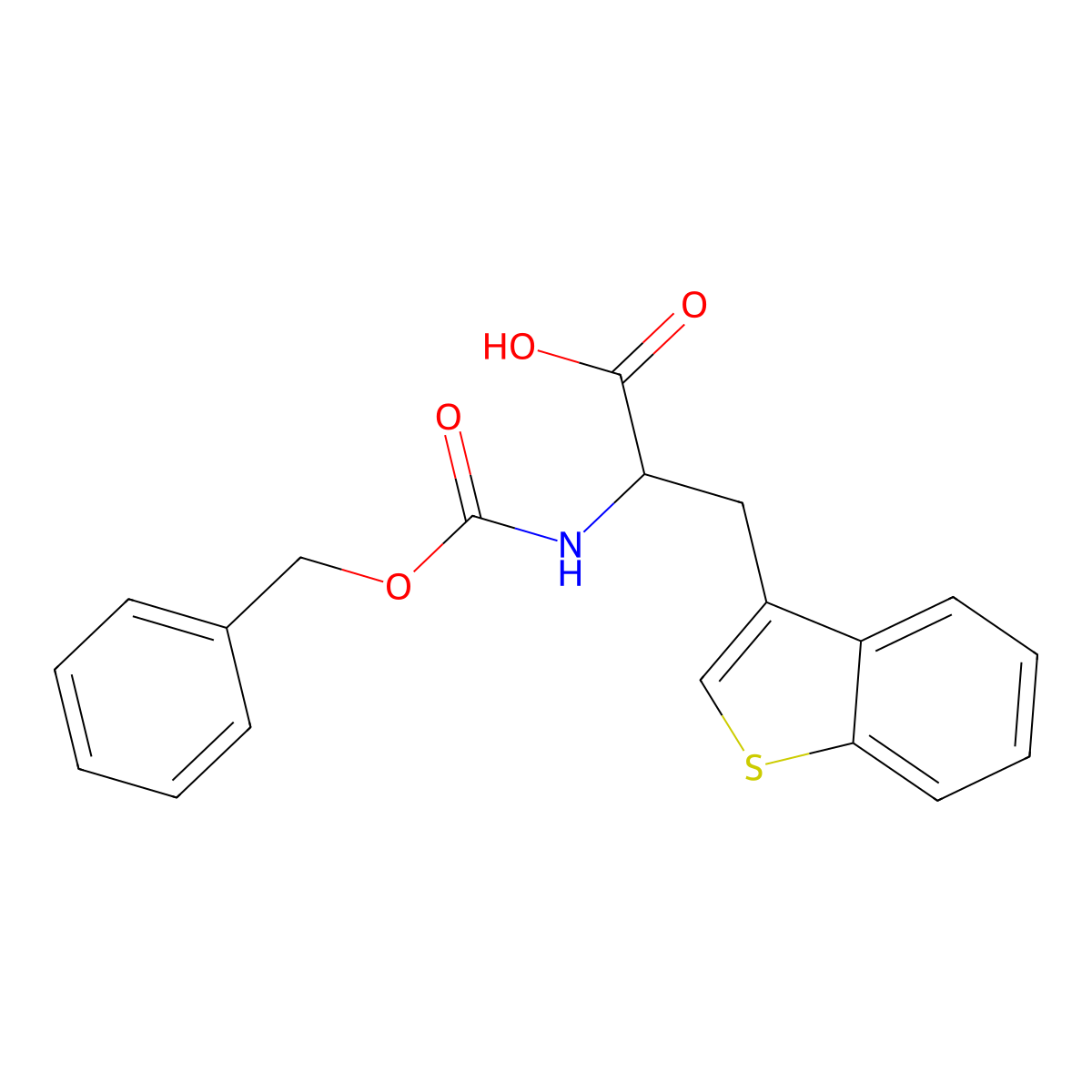 (2R)-3-(1-benzothiophen-3-yl)-2-{[(benzyloxy)carbonyl]amino}propanoic acid molecular structure, CAS 144050-14-6