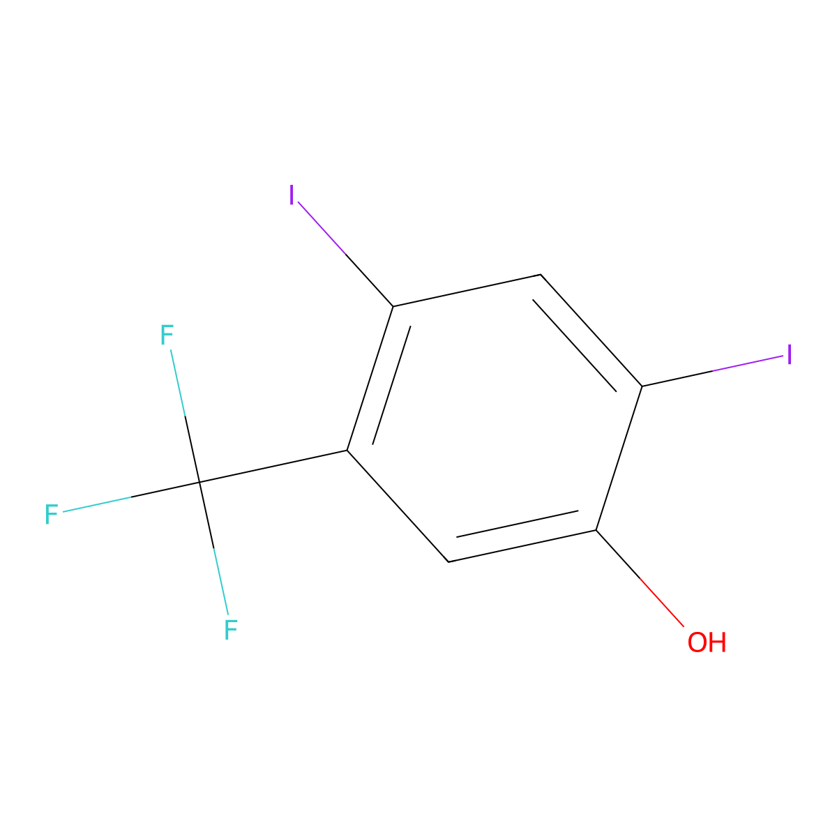 2,4-Diiodo-5-trifluoromethyl-phenol molecular structure, CAS 1440526-46-4